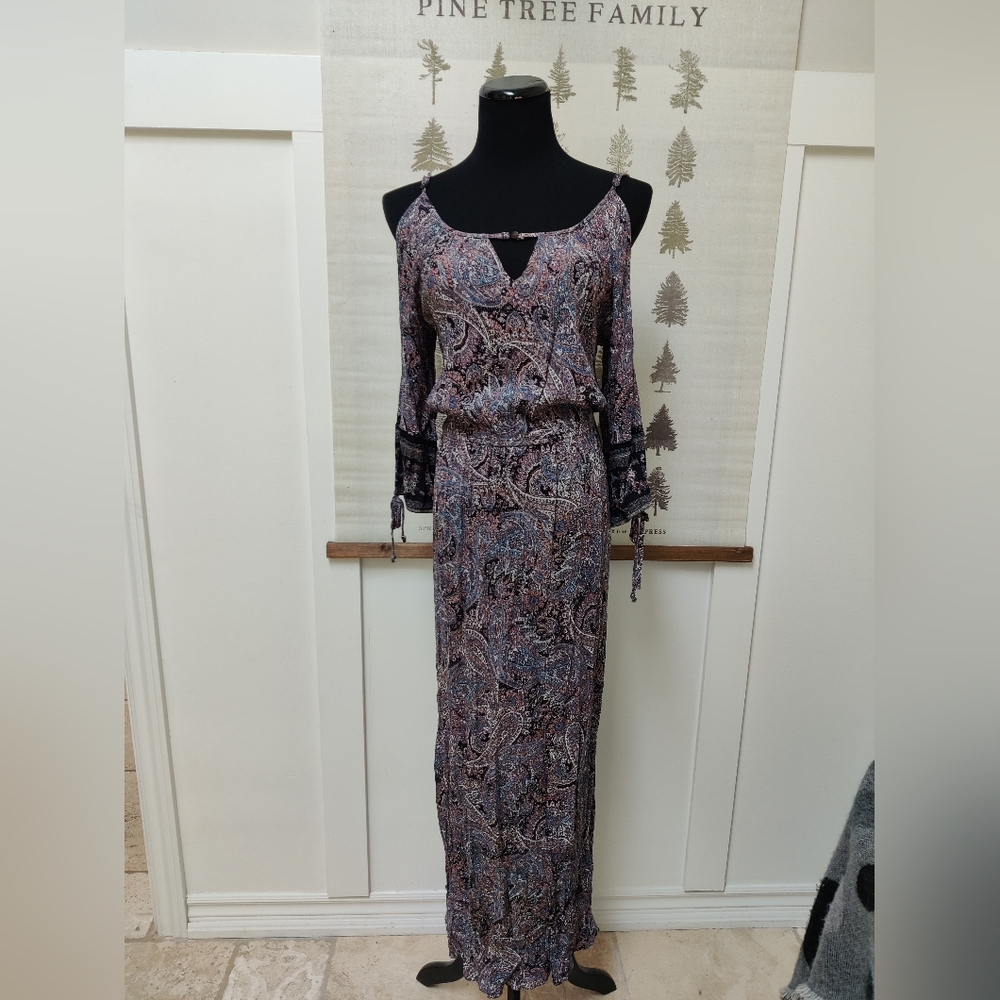 American Eagle Paisley Cold Shoulder Maxi Dress - Size M